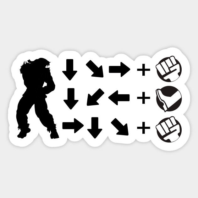 Street Fighter Moves - Ryu Sticker by GuiNRedS